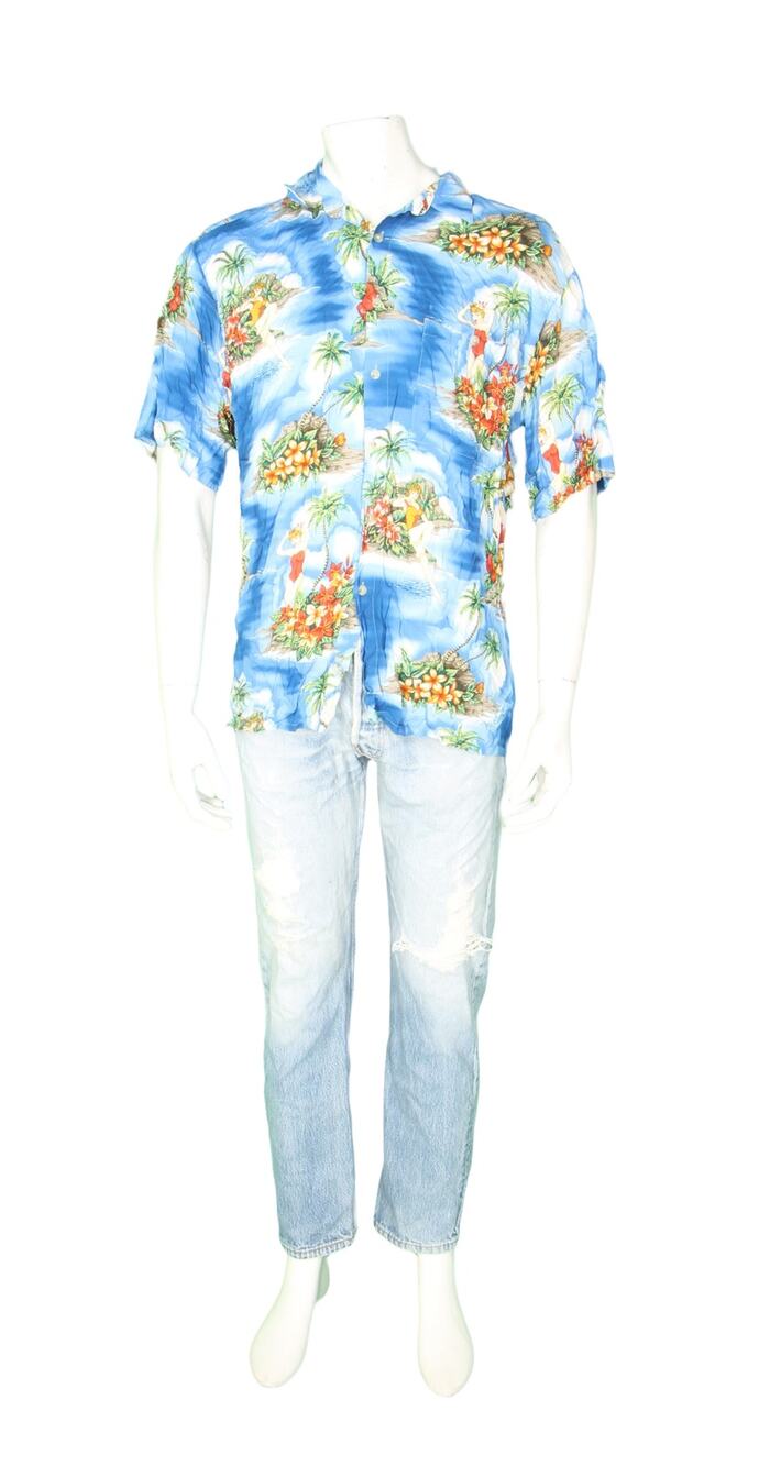 Pierre Cardin Pin Up Model Girl Floral Flower Orchid Hawaiian Aloha Shirt L